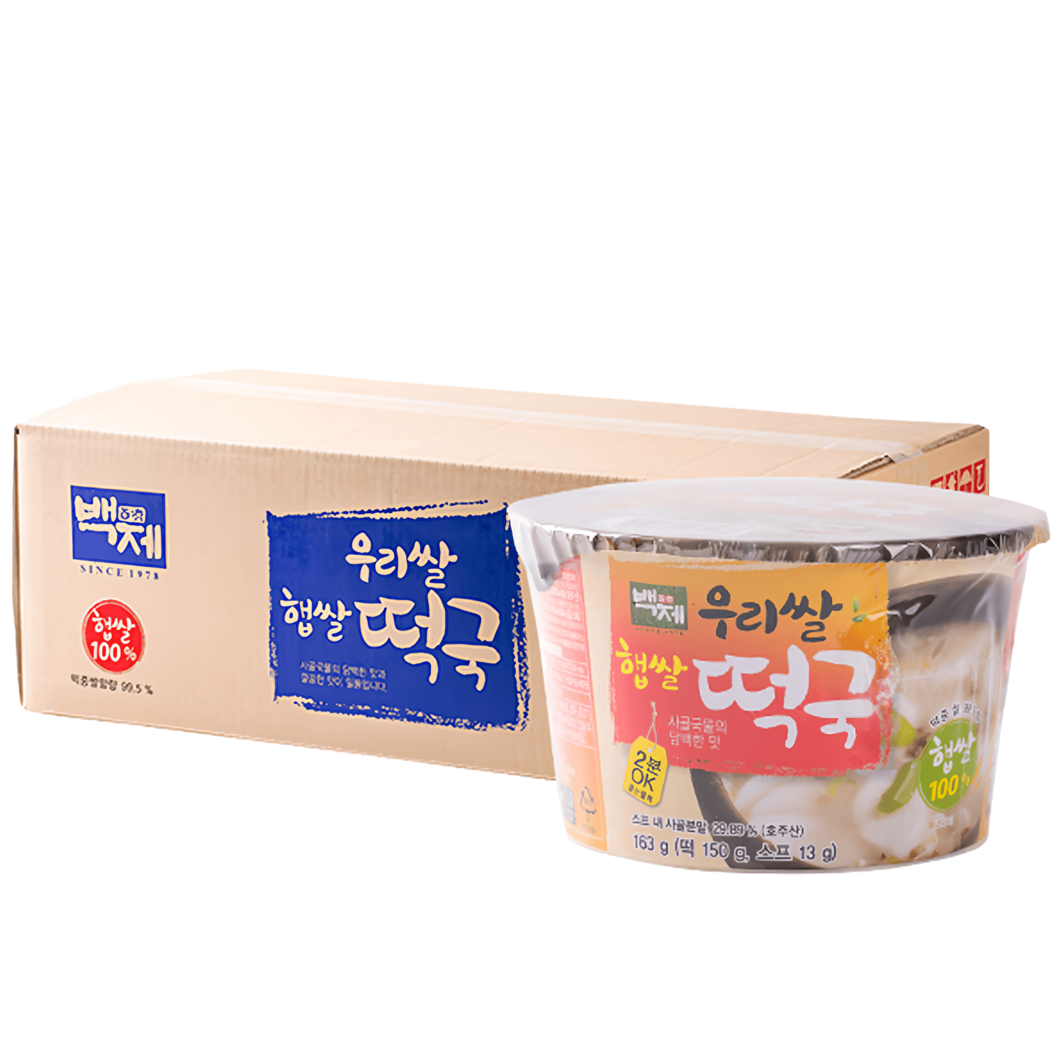 백제 우리쌀떡국163g 한박스 즉석쌀떡국  163g  16개