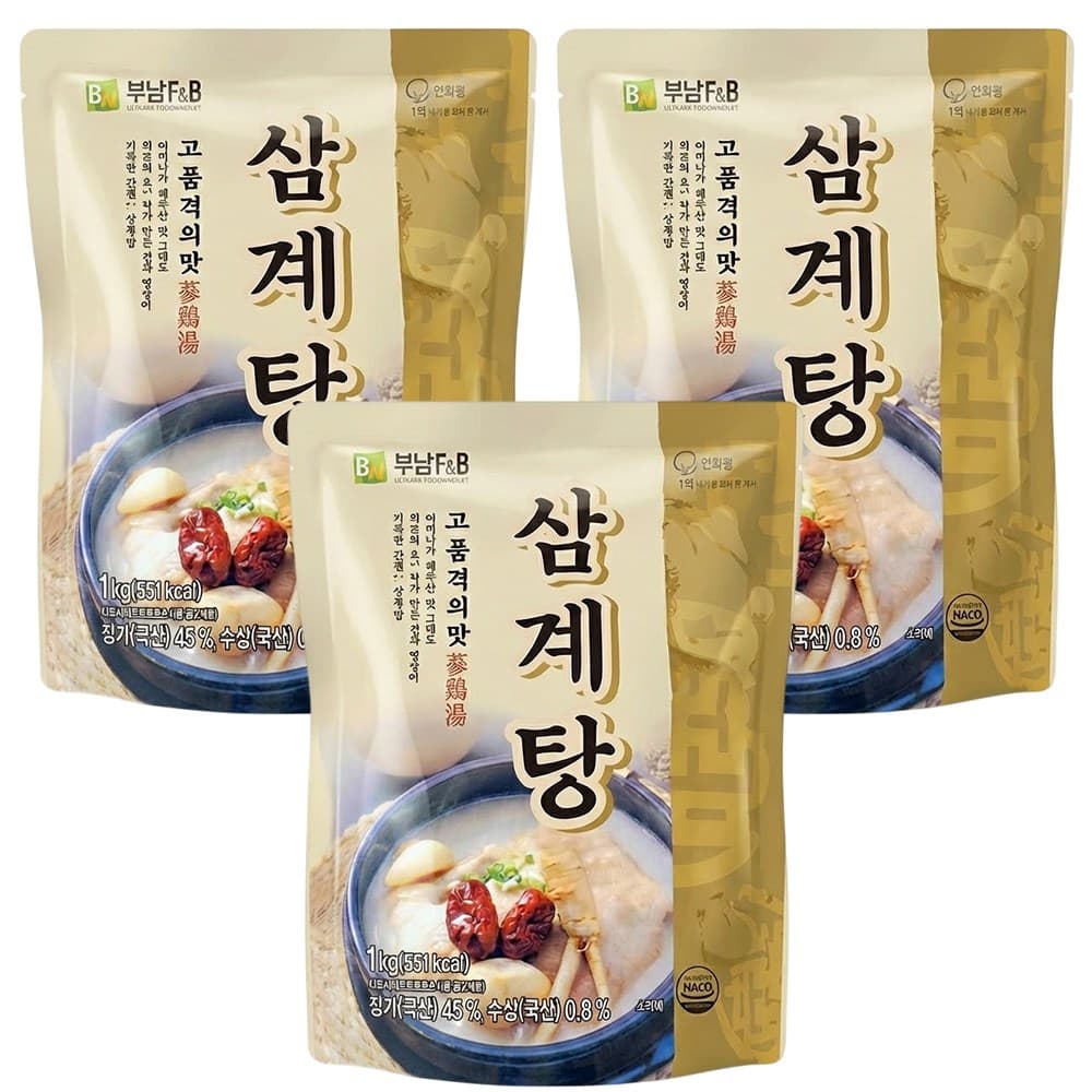 부남 삼계탕 1kg 레토르트 밀키트 대용량 업소 식당용 삼계탕  3개