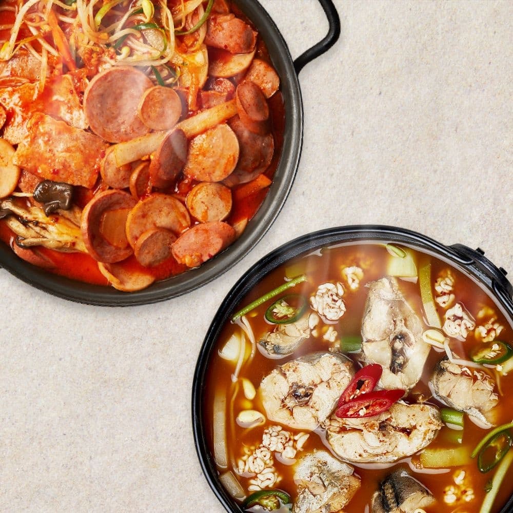 쿡솜씨 [탕찌개세트] 동태탕 밀키트 2인분 +햄가득부대찌개 밀키트 2인분 (총4인분)