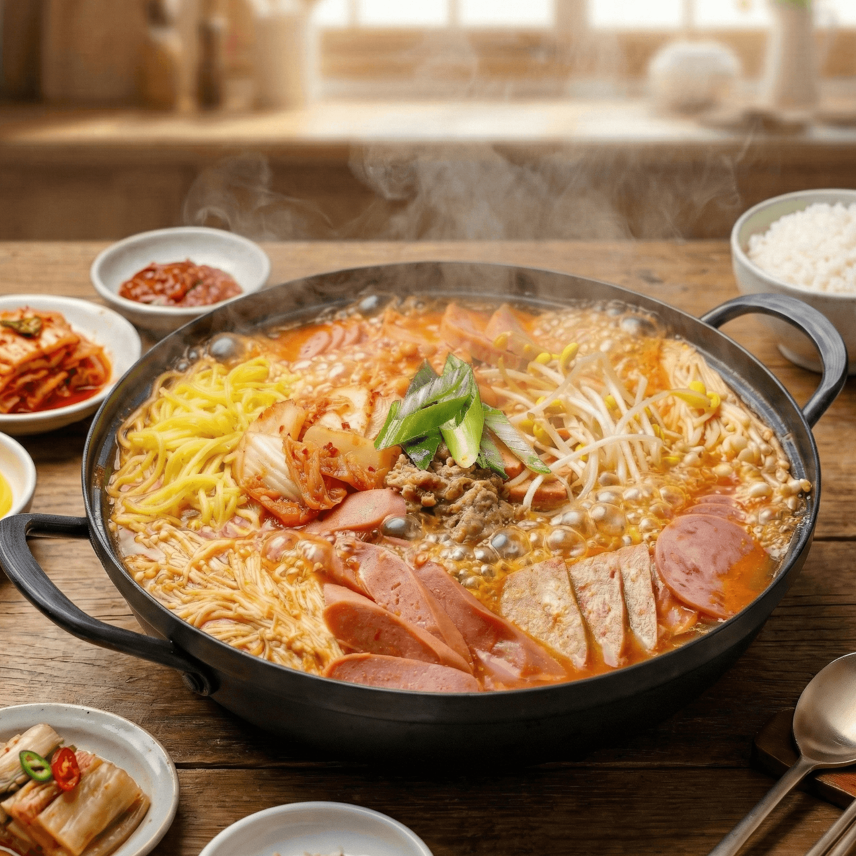 밀키트랜드 진한 사골육수 햄&amp;베이컨 배터지게 1kg 송탄 부대찌개 밀키트 (1001g)