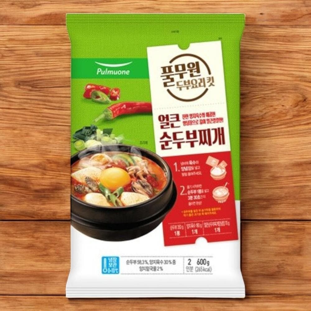 풀무원 얼큰 순두부찌개 KIT 2인분(순두부350g) 간편국 밀키트 자취생 600g