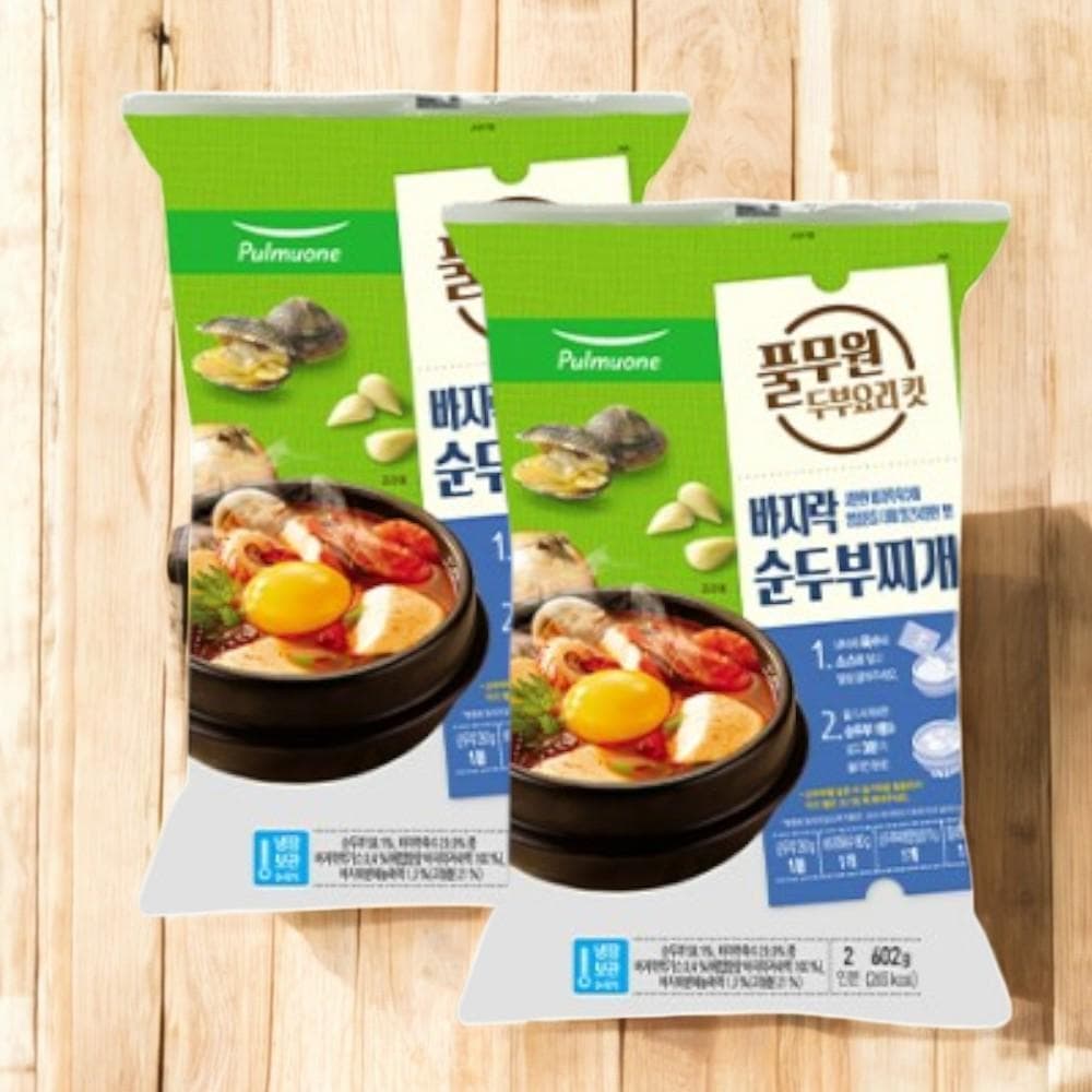 풀무원 간편국 밀키트 자취생 바지락 순두부찌개 2인분 602g 2개