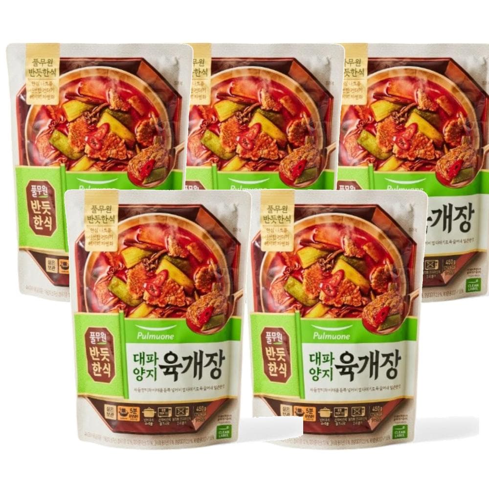 풀무원 [반듯한식]대파양지 육개장(실온) 간편국 밀키트 자취생 450g 5개