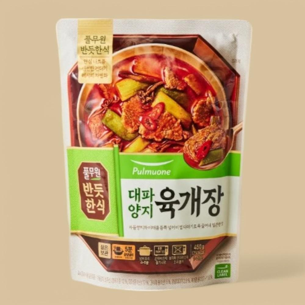 풀무원 [반듯한식]대파양지 육개장(실온) 450g 간편국 밀키트 자취생
