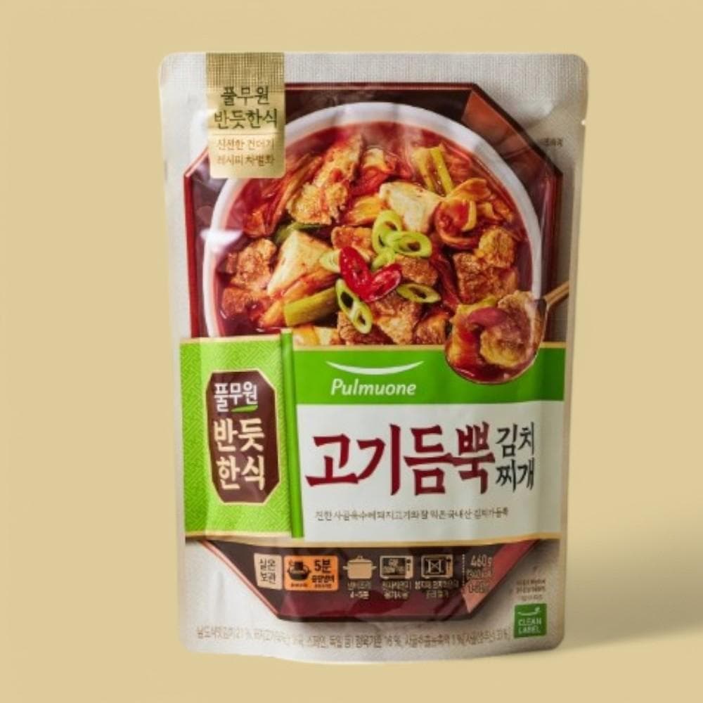 풀무원 [반듯한식]고기듬뿍 김치찌개(실온) 460g 간편국 밀키트 자취생