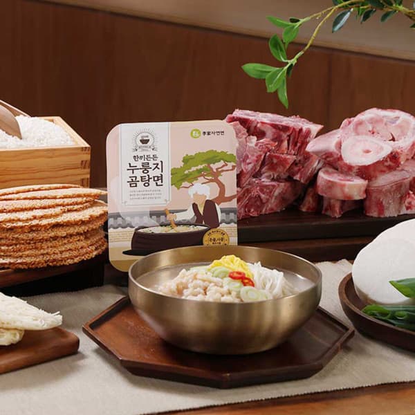 한끼든든 누룽지 곰탕면 12개입 국밥 소면 사골 곰탕 밀키트 캠핑 즉석국 간편식