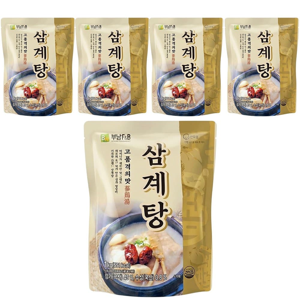 부남 삼계탕 1kg 레토르트 밀키트 대용량 업소 식당용 삼계탕 5개