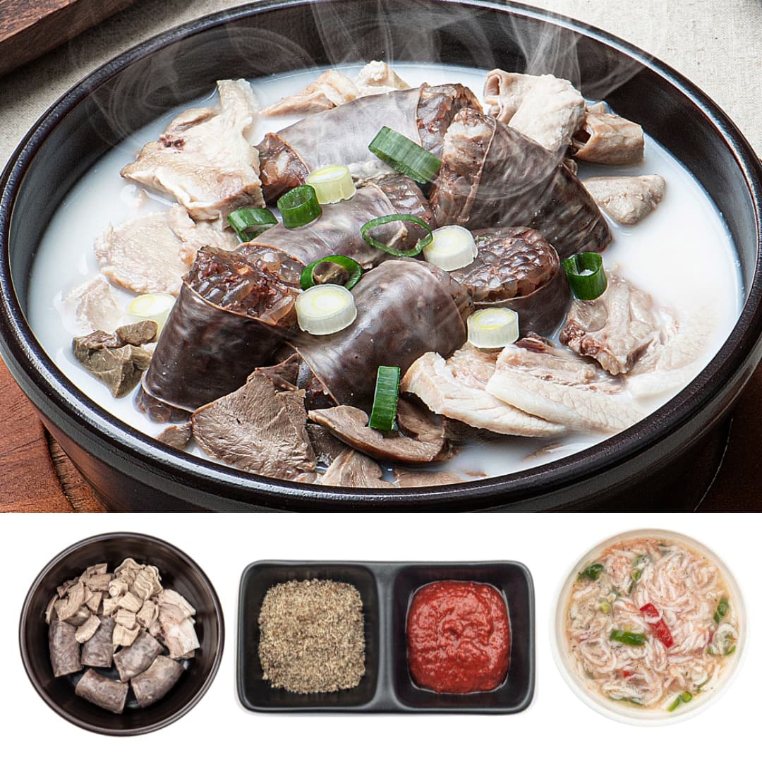 2팩 100% 국내산 돈육 순대국 순댓국 순대 돼지 국밥 밀키트 한식 국물 735g