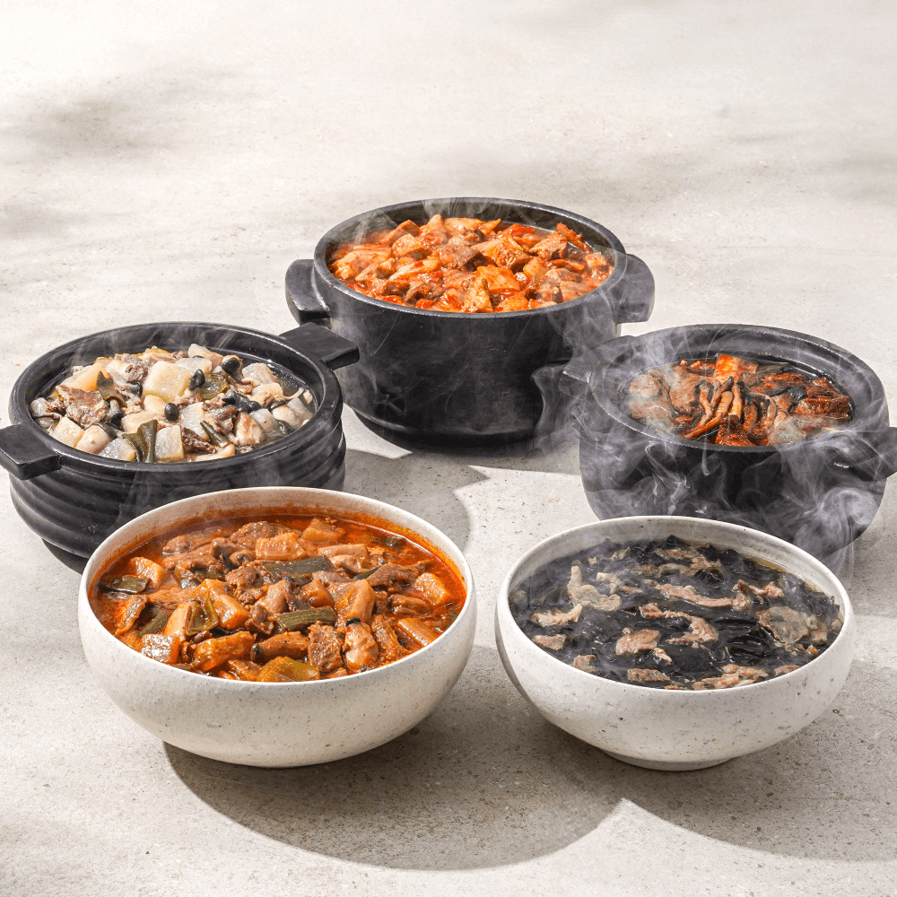 국 찌개 밀키트 5팩 (10인분) 미역국 된장 김치찌개 육개장 소고기무국 세트
