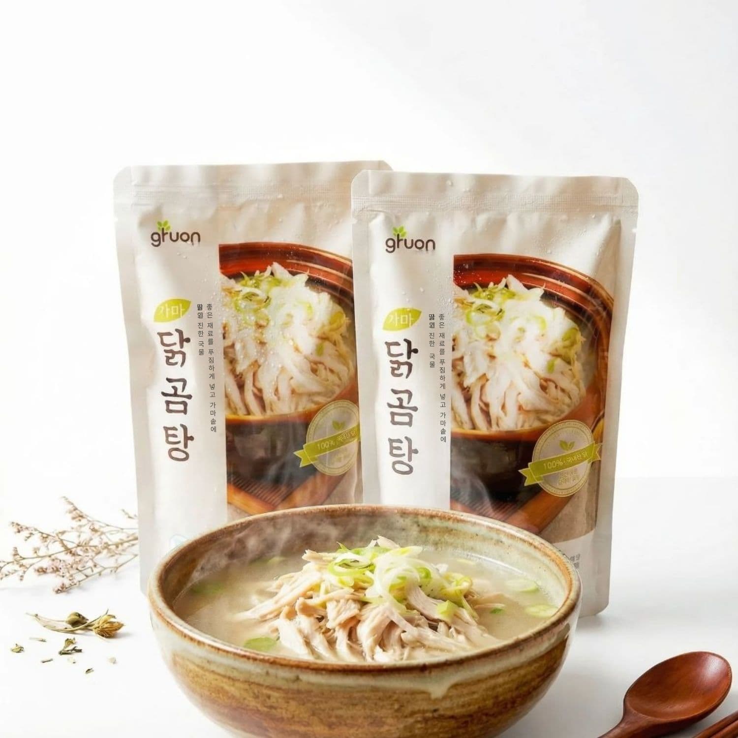 그루온 국내산 닭곰탕/닭개장 첨가물 ZERO 간편 즉석탕 500g 밀키트 보양식