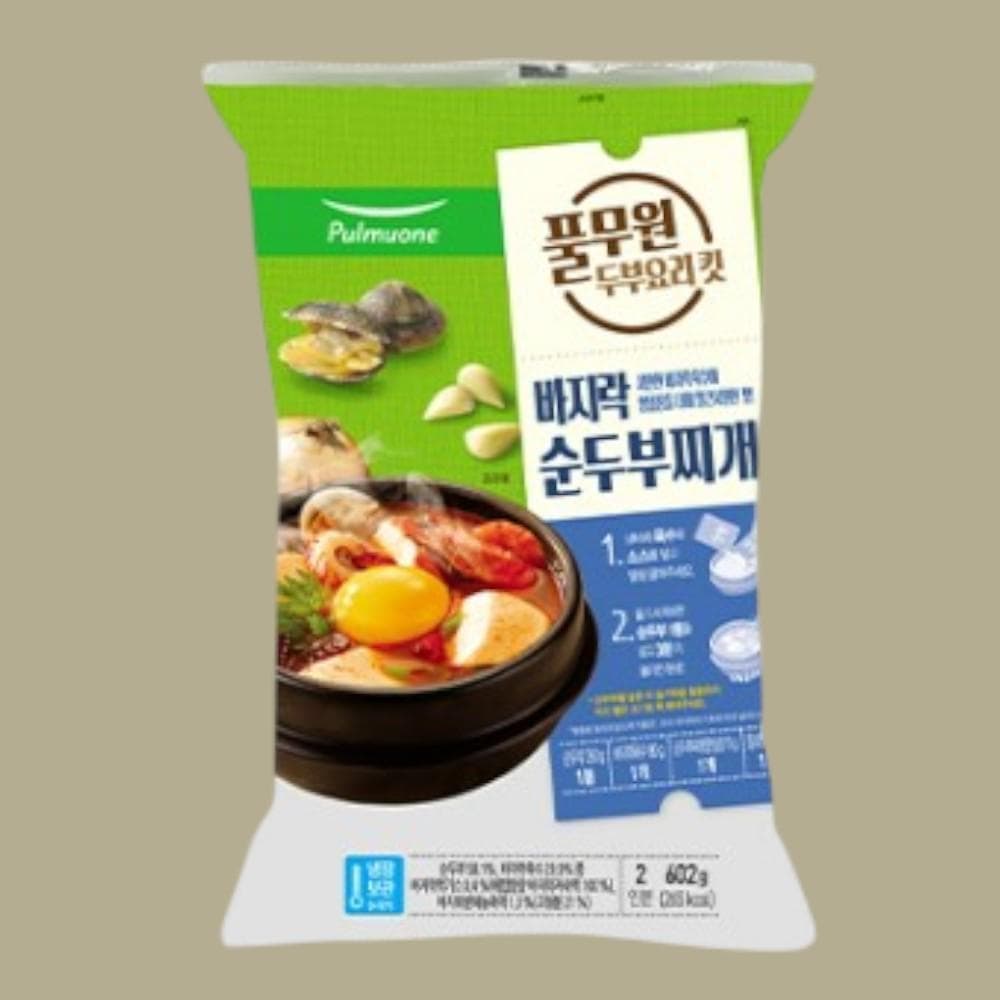 풀무원 바지락 순두부찌개 2인분 순두부포함 602g 간편국 밀키트 자취생